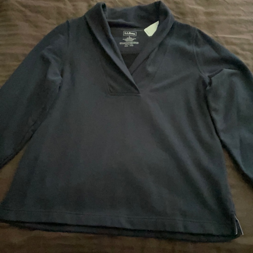 Lands End black shawl sweater; never worn, tags attached; size L